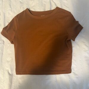 Wild Fable Brown Cropped Short Sleeve Tee